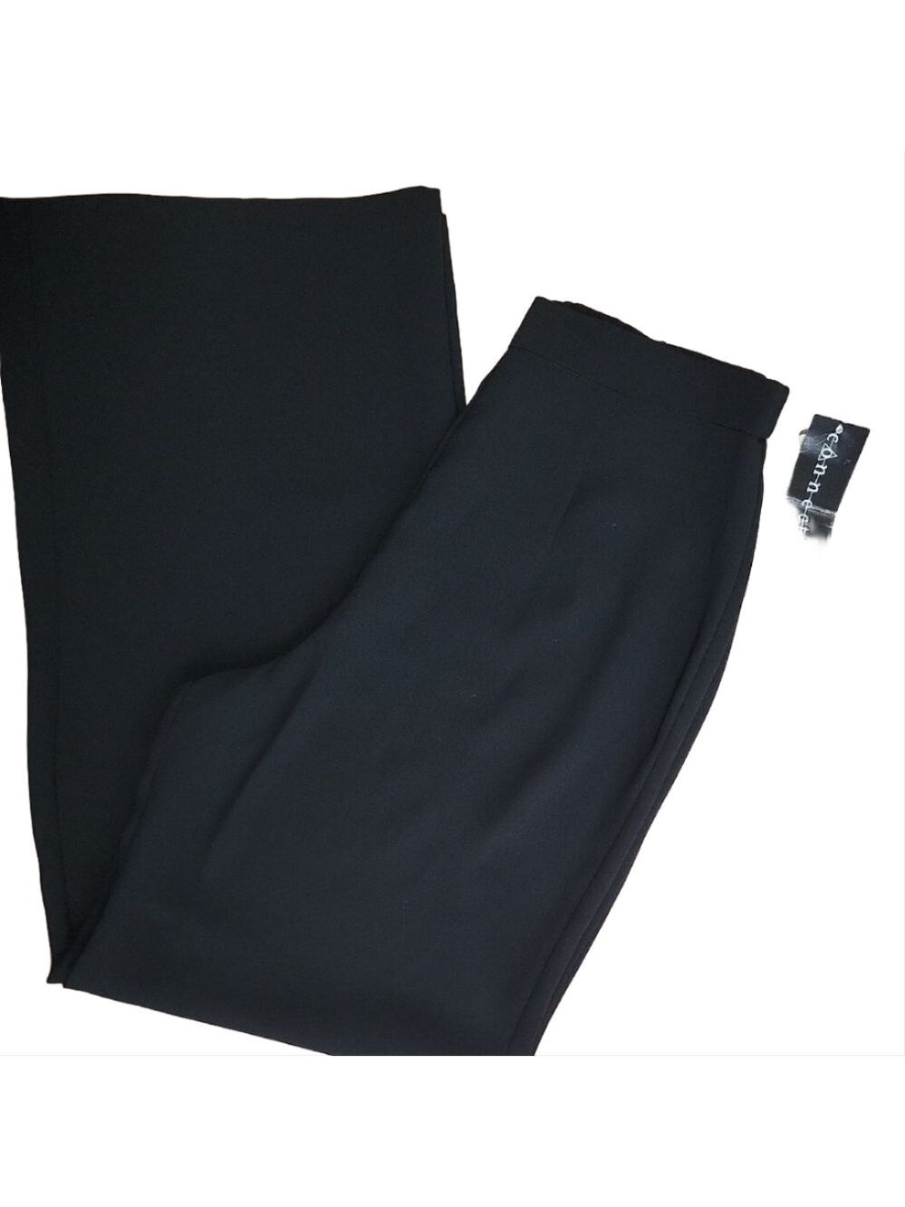 Connect Apparel Classic Black Flat Front Wide Leg Trousers Size 10 NWT